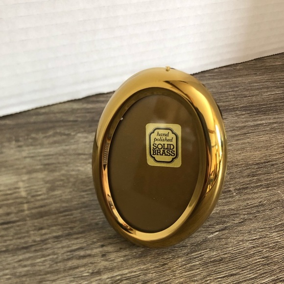 Vtg Solid Brass Miniature Oval Frame - Picture 5 of 11